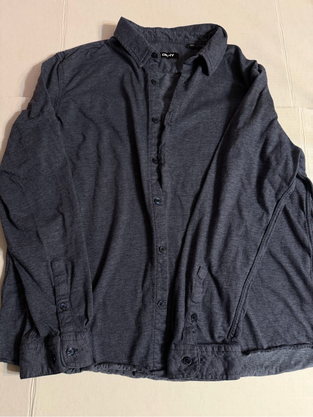 DKNY Dark Indigo Denim Chambray Button Down Shirt Long Sleeve XXL